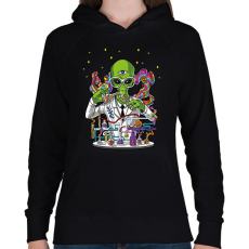 PRINTFASHION Tudós ufo - Női kapucnis pulóver - Fekete