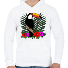 PRINTFASHION Tukán - Férfi kapucnis pulóver - Fehér férfi pulóver, kardigán