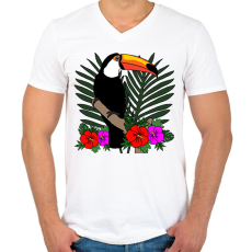 PRINTFASHION Tukán - Férfi V-nyakú póló - Fehér