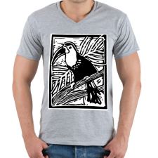 PRINTFASHION tukán - Férfi V-nyakú póló - Sport szürke férfi póló