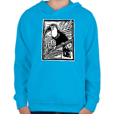 PRINTFASHION tukán - Gyerek kapucnis pulóver - Azúrkék