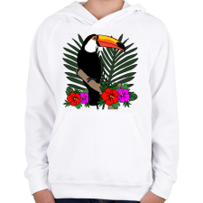 PRINTFASHION Tukán - Gyerek kapucnis pulóver - Fehér gyerek pulóver, kardigán