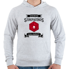 PRINTFASHION Túléltem egy Szerepjátékos Kalandot (fekete) - Férfi kapucnis pulóver - Sport szürke férfi pulóver, kardigán