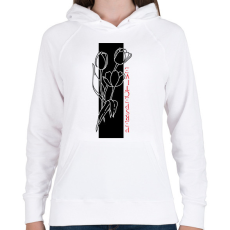 PRINTFASHION Tulipán perspective - Női kapucnis pulóver - Fehér
