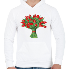 PRINTFASHION Tulipáncsokor - Férfi kapucnis pulóver - Fehér férfi pulóver, kardigán