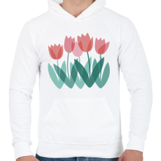 PRINTFASHION Tulipánok - Férfi kapucnis pulóver - Fehér