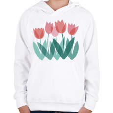 PRINTFASHION Tulipánok - Gyerek kapucnis pulóver - Fehér