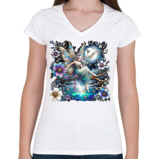 PRINTFASHION Tündér - Női V-nyakú póló - Fehér