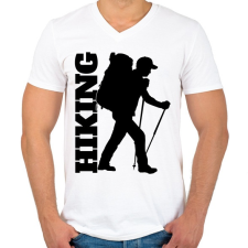 PRINTFASHION túrázás - Férfi V-nyakú póló - Fehér férfi póló