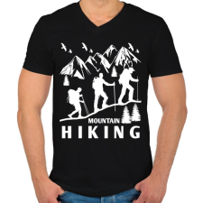 PRINTFASHION túrázás - Férfi V-nyakú póló - Fekete férfi póló