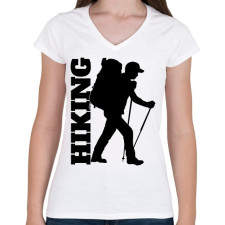 PRINTFASHION túrázás - Női V-nyakú póló - Fehér női póló