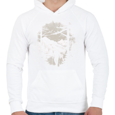 PRINTFASHION Túrázó a hegyekben - Férfi kapucnis pulóver - Fehér