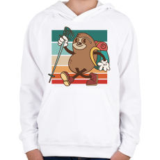 PRINTFASHION Túrázó lajhár - Gyerek kapucnis pulóver - Fehér