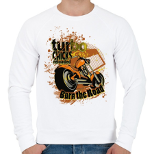 PRINTFASHION Turbo chicks - Férfi pulóver - Fehér férfi pulóver, kardigán