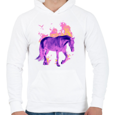 PRINTFASHION Tüzes ló - Férfi kapucnis pulóver - Fehér