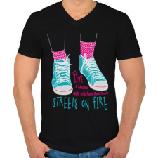 PRINTFASHION Tüzes utcák - Férfi V-nyakú póló - Fekete férfi póló