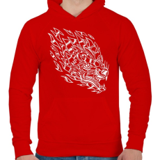 PRINTFASHION Tűzfarkas - Férfi kapucnis pulóver - Piros
