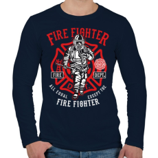 PRINTFASHION Tűzoltó - Férfi hosszú ujjú póló - Sötétkék