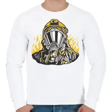 PRINTFASHION Tűzoltó - Férfi pulóver - Fehér férfi pulóver, kardigán