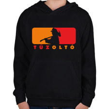 PRINTFASHION Tűzoltó - Gyerek kapucnis pulóver - Fekete gyerek pulóver, kardigán