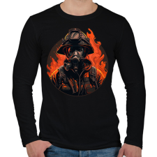 PRINTFASHION Tűzoltó - Lánglovag - Férfi hosszú ujjú póló - Fekete férfi póló