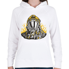 PRINTFASHION Tűzoltó - Női kapucnis pulóver - Fehér női pulóver, kardigán