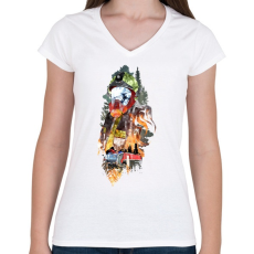 PRINTFASHION Tűzoltó - Női V-nyakú póló - Fehér