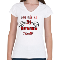 PRINTFASHION Tűzoltó - Női V-nyakú póló - Fehér