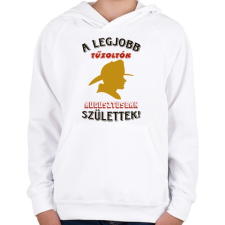 PRINTFASHION Tűzoltó szülinapja augusztus - Gyerek kapucnis pulóver - Fehér gyerek pulóver, kardigán