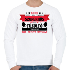 PRINTFASHION Tűzoltó szuperhős - Férfi pulóver - Fehér
