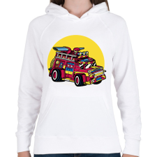 PRINTFASHION Tűzoltókocsi - Női kapucnis pulóver - Fehér női pulóver, kardigán