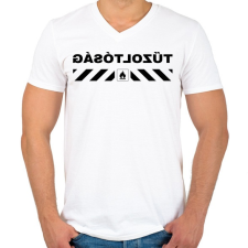 PRINTFASHION tűzoltósag-black - Férfi V-nyakú póló - Fehér férfi póló