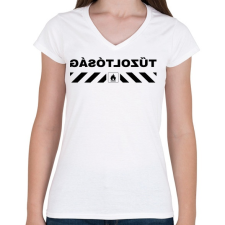 PRINTFASHION tűzoltósag-black - Női V-nyakú póló - Fehér női póló