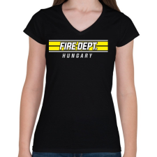 PRINTFASHION Tűzoltóság Magyarország - Női V-nyakú póló - Fekete női póló