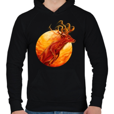 PRINTFASHION Tűzszarvas - Férfi kapucnis pulóver - Fekete