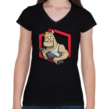 PRINTFASHION TV Troll - Női V-nyakú póló - Fekete női póló