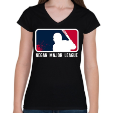 PRINTFASHION TWD - Negan Major League - Női V-nyakú póló - Fekete női póló