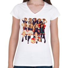 PRINTFASHION Twice csapat - Női V-nyakú póló - Fehér