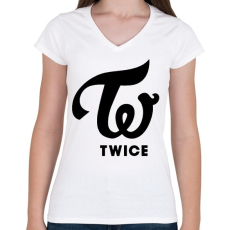 PRINTFASHION Twice - Női V-nyakú póló - Fehér