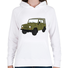 PRINTFASHION Uaz - Női kapucnis pulóver - Fehér női pulóver, kardigán