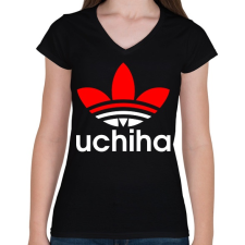 PRINTFASHION Uchiha (Adidas logo) - Női V-nyakú póló - Fekete női póló
