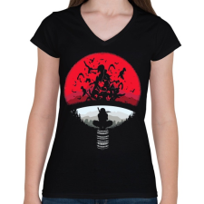 PRINTFASHION Uchiha Clan - Női V-nyakú póló - Fekete női póló
