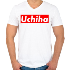PRINTFASHION Uchiha - Férfi V-nyakú póló - Fehér férfi póló