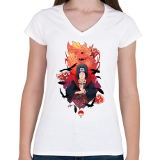 PRINTFASHION Uchiha Itachi - Női V-nyakú póló - Fehér