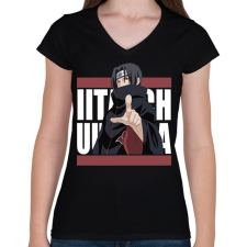 PRINTFASHION Ucsiha Itachi - Női V-nyakú póló - Fekete női póló