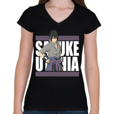 PRINTFASHION Ucsiha Szaszuke - Női V-nyakú póló - Fekete női póló