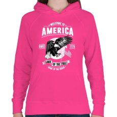 PRINTFASHION Üdv Amerikában - Női kapucnis pulóver - Fukszia
