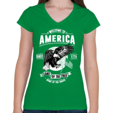 PRINTFASHION Üdv Amerikában - Női V-nyakú póló - Zöld női póló