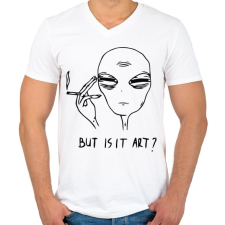 PRINTFASHION Ufo art - Férfi V-nyakú póló - Fehér férfi póló