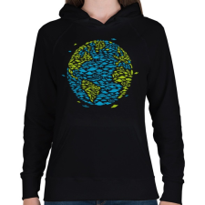 PRINTFASHION UFO Invázió - Női kapucnis pulóver - Fekete női pulóver, kardigán
